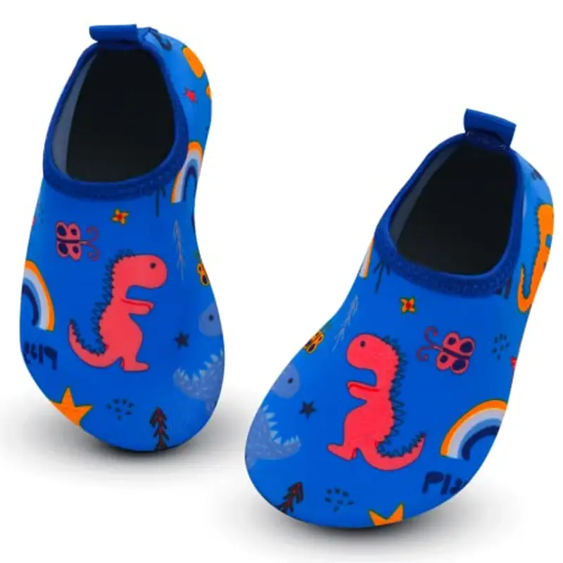 Scarpe da Spiaggia Bambini Ragazze Ragazzi Scarpe da Acqua Rapida Asciugatura Antiscivolo Scarpe da Immersione da Mare, Sport Acquatici Scarpette da Scoglio da Bagno Surf Nuoto Yoga 24/25EU Dinosauro