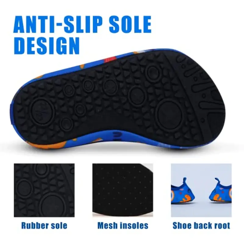 Scarpe da Spiaggia Bambini Ragazze Ragazzi Scarpe da Acqua Rapida Asciugatura Antiscivolo Scarpe da Immersione da Mare, Sport Acquatici Scarpette da Scoglio da Bagno Surf Nuoto Yoga 24/25EU Dinosauro miniatura 3