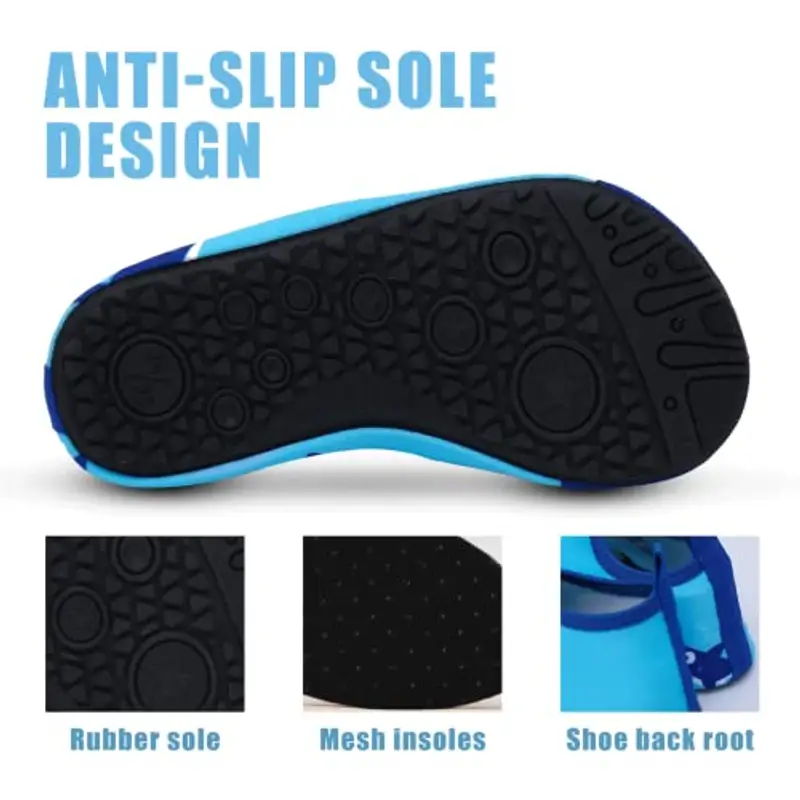 Scarpe da Spiaggia Bambini Ragazze Ragazzi Scarpe da Acqua Rapida Asciugatura Antiscivolo Scarpe da Immersione da Mare, Sport Acquatici Scarpette da Scoglio da Bagno Surf Nuoto Yoga 26/27EU Squalo miniatura 3