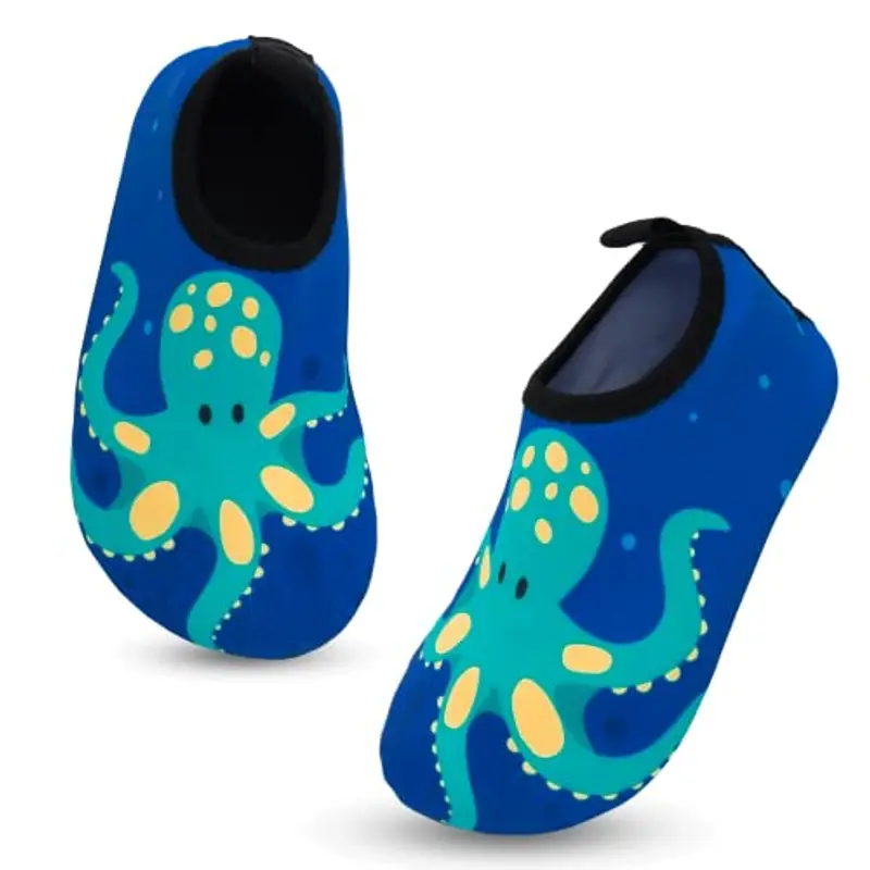 Scarpe da Spiaggia Bambini Ragazze Ragazzi Scarpe da Acqua Rapida Asciugatura Antiscivolo Scarpe da Immersione da Mare, Sport Acquatici Scarpette da Scoglio da Bagno Surf Nuoto Yoga 28/29EU Polpo Blu