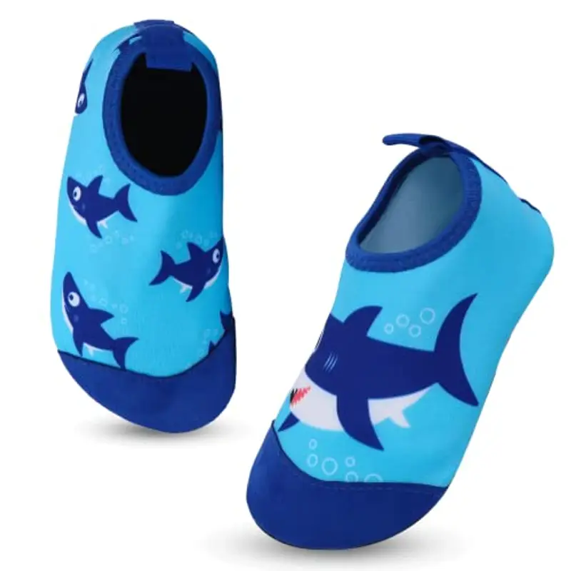 Scarpe da Spiaggia Bambini Ragazze Ragazzi Scarpe da Acqua Rapida Asciugatura Antiscivolo Scarpe da Immersione da Mare, Sport Acquatici Scarpette da Scoglio da Bagno Surf Nuoto Yoga 28/29EU Squalo