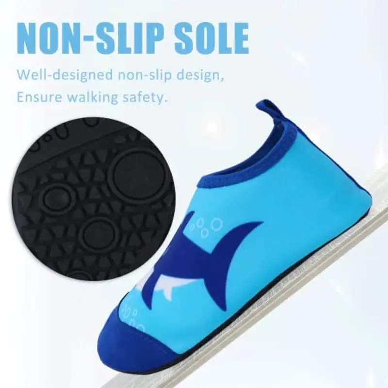 Scarpe da Spiaggia Bambini Ragazze Ragazzi Scarpe da Acqua Rapida Asciugatura Antiscivolo Scarpe da Immersione da Mare, Sport Acquatici Scarpette da Scoglio da Bagno Surf Nuoto Yoga 28/29EU Squalo miniatura 2