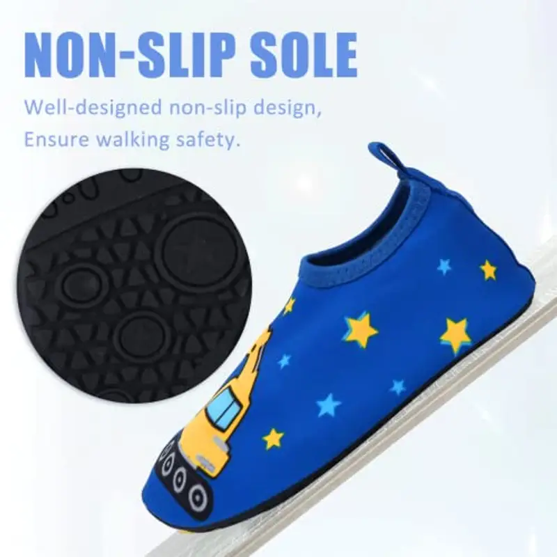 Scarpe da Spiaggia Bambini Ragazze Ragazzi Scarpe da Acqua Rapida Asciugatura Antiscivolo Scarpe da Immersione da Mare, Sport Acquatici Scarpette da Scoglio da Bagno Surf Nuoto Yoga 32/33EU Escavatore miniatura 2