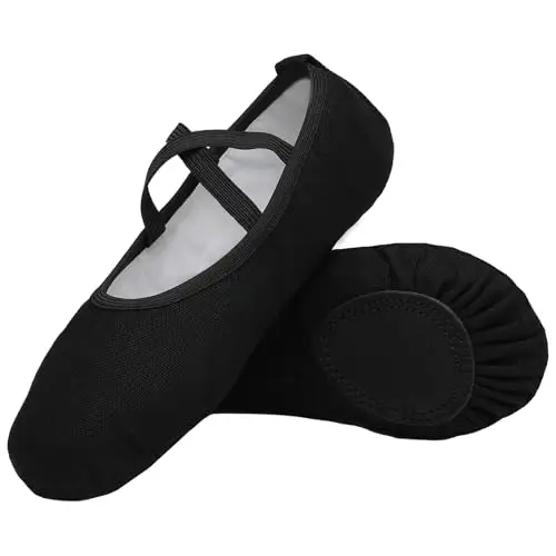 Scarpe Danza Classica Tela Scarpette Ballo Mezze Punta Suola Spezzata Ginnastica Ballo per Bambini Ragazze Donna Adulto