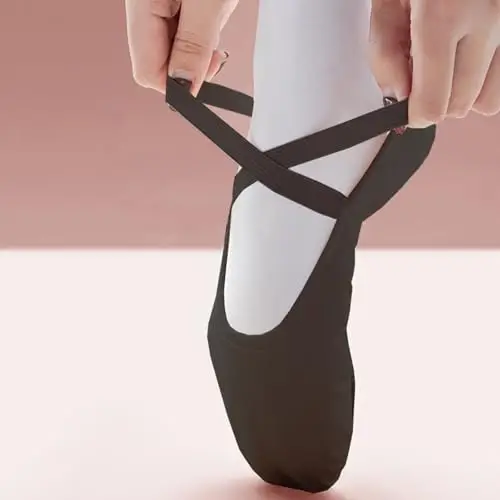 Scarpe Danza Classica Tela Scarpette Ballo Mezze Punta Suola Spezzata Ginnastica Ballo per Bambini Ragazze Donna Adulto miniatura 2