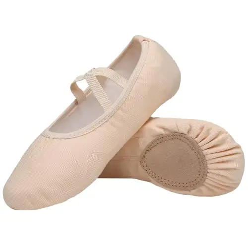 Scarpe Danza Classica Tela Scarpette Ballo Mezze Punta Suola Spezzata Ginnastica Ballo per Bambini Ragazze Donna Adulto