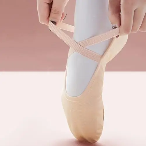 Scarpe Danza Classica Tela Scarpette Ballo Mezze Punta Suola Spezzata Ginnastica Ballo per Bambini Ragazze Donna Adulto miniatura 2