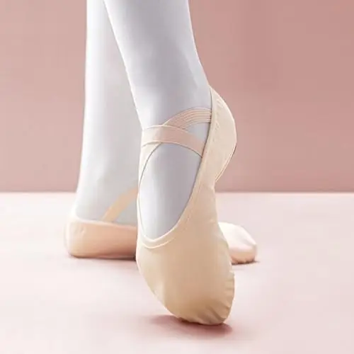 Scarpe Danza Classica Tela Scarpette Ballo Mezze Punta Suola Spezzata Ginnastica Ballo per Bambini Ragazze Donna Adulto miniatura 3