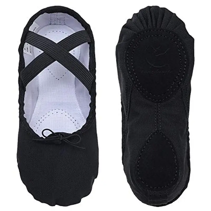 Scarpe Danza Classica Tela Scarpette da Danza per Bambini Ragazze Donne Adulto Nero 24