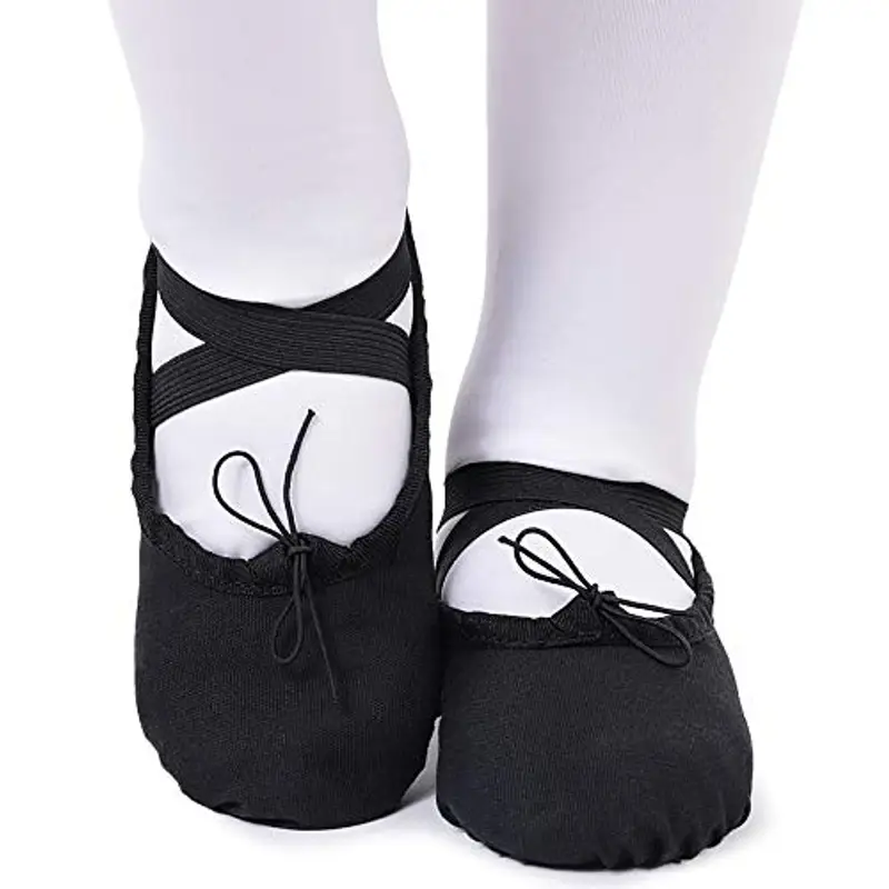 Scarpe Danza Classica Tela Scarpette da Danza per Bambini Ragazze Donne Adulto Nero 24 miniatura 2