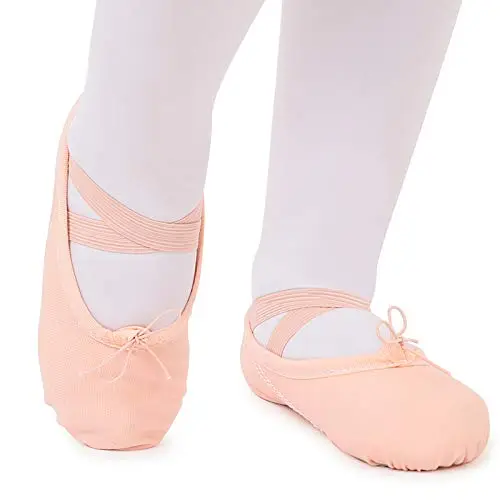 Scarpe Danza Classica Tela Scarpette da Danza per Bambini Ragazze Donne Adulto Rosa 27 miniatura 2