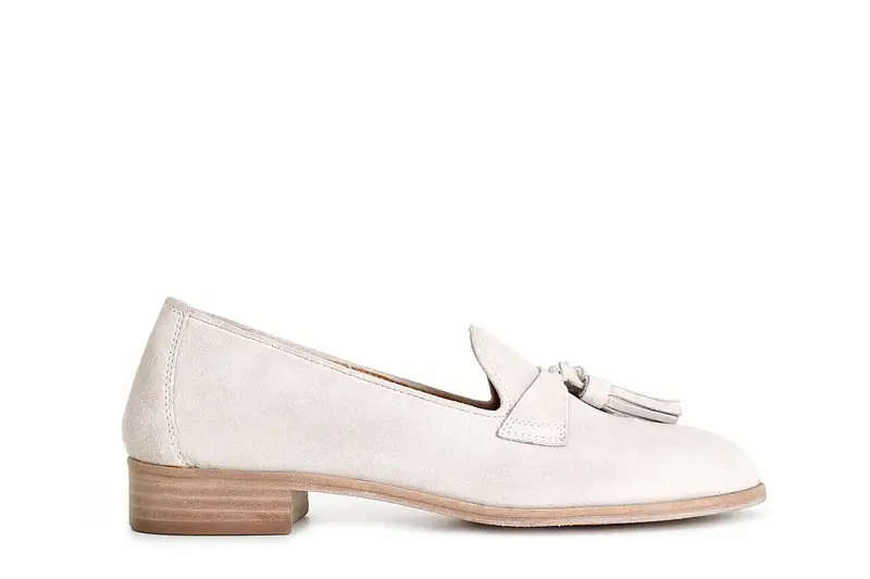 scarpe donna in pelle scamosciata con nappine off white 40