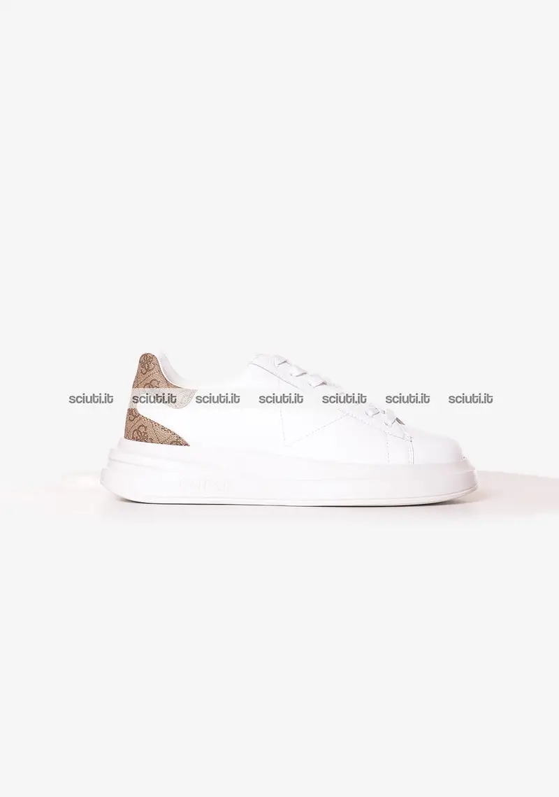Scarpe Guess uomo bianche Elba dettagli logo beige
