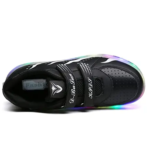 Scarpe Ragazza da Ragazzo con Ruote, 2 in 1 per Bambini, con rotelle, per Skateboard, Sneakers, Nero, 39 EU miniatura 3