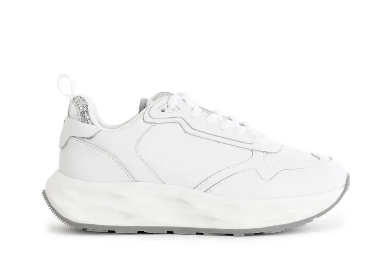 scarpe running con riporti specchio e glitter bianco 36