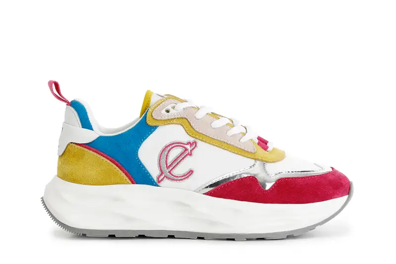 scarpe running in pelle scamosciata e tessuto multicolor