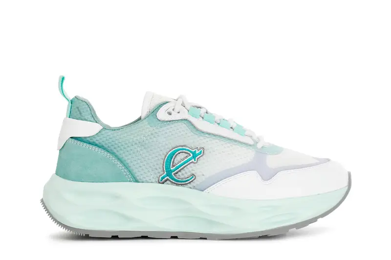 scarpe running in tessuto acqua marina