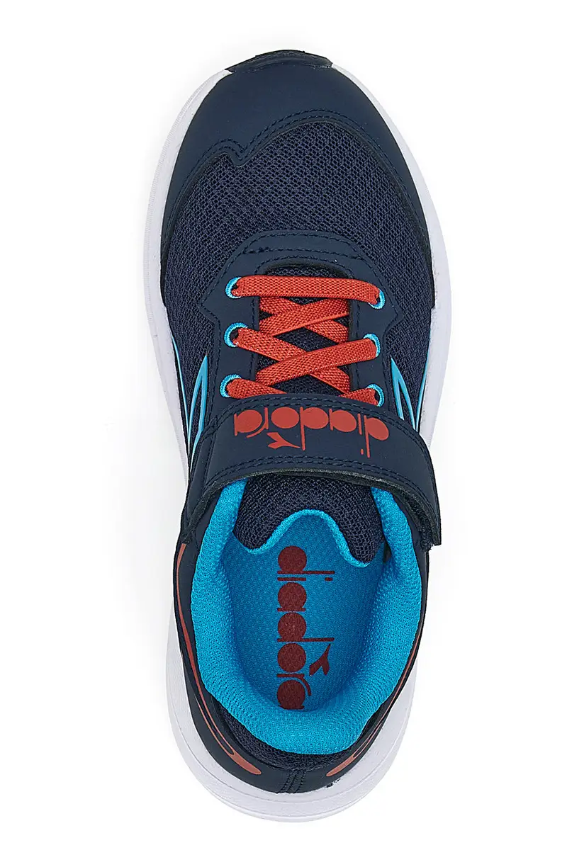 Scarpe sportive blu con dettagli rossi e chiusura a strappo Diadora SNIPE 3 JR miniatura 3