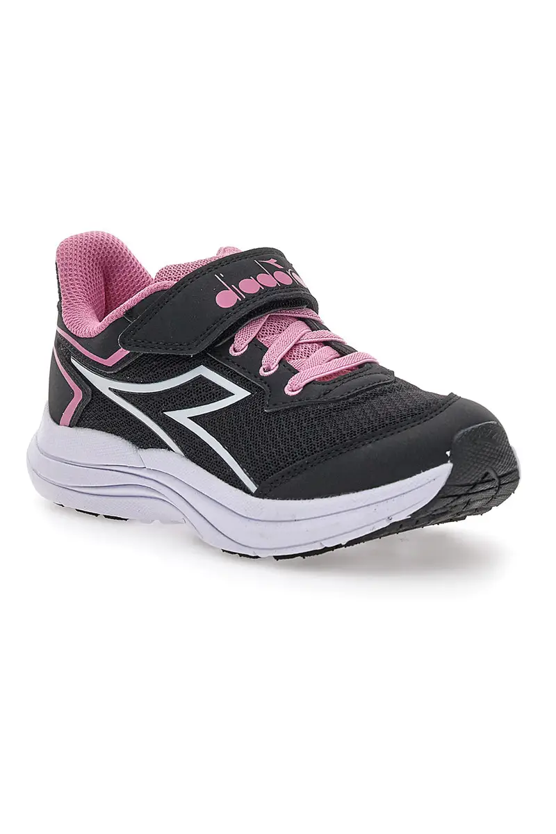 Scarpe sportive nere con dettagli rosa e chiusura a strappo Diadora SNIPE 3 JR miniatura 2