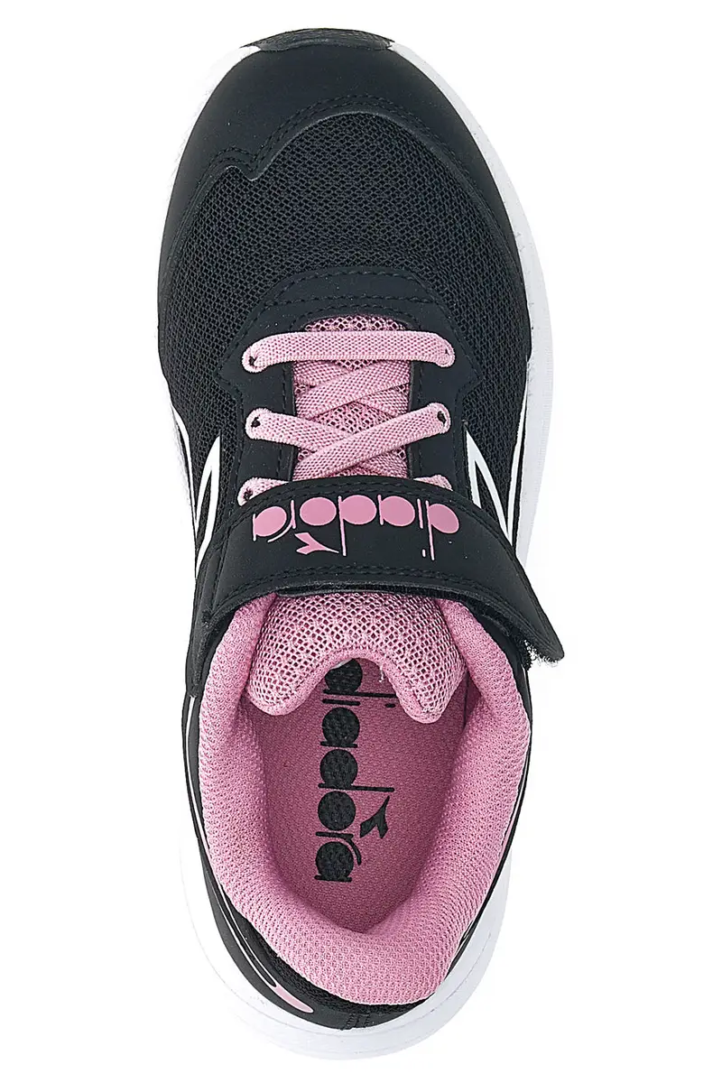 Scarpe sportive nere con dettagli rosa e chiusura a strappo Diadora SNIPE 3 JR miniatura 3
