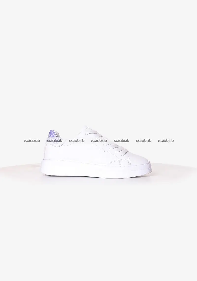 Scarpe SUN68 donna bianco lilla in pelle Grace leather