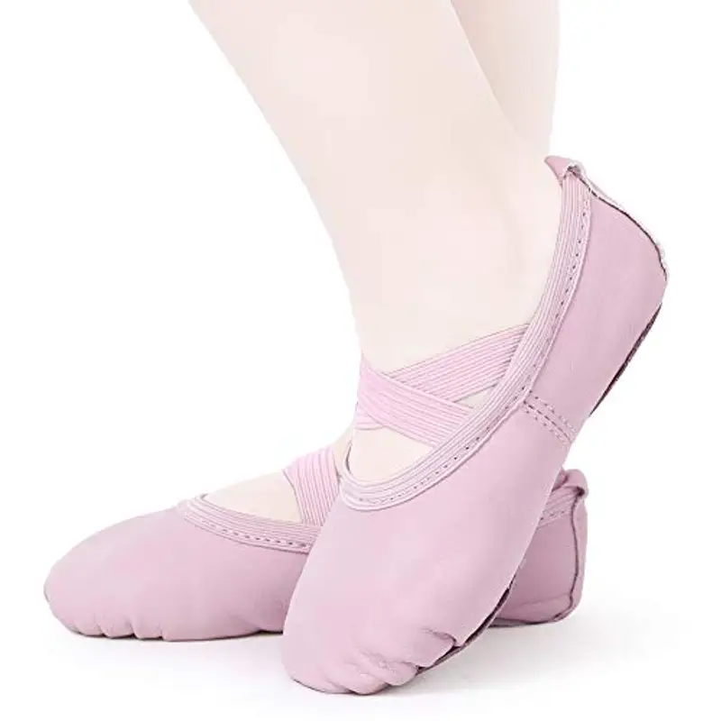 Scarpette da Danza Classica in Pelle Scarpe da Ballerina Mezza Punta Suola Spezzata per Bambina Ragazze e Donna Rosa 33 miniatura 2
