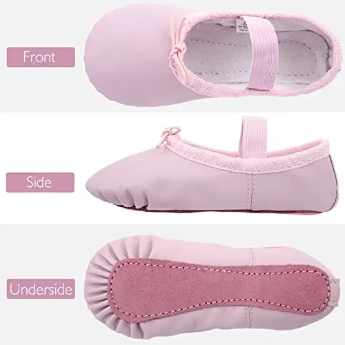 Scarpette Danza Classica Bambina Donna PU Pelle Scarpe Danza Ballo Suola Intera Scarpe da Ballerina miniatura 3