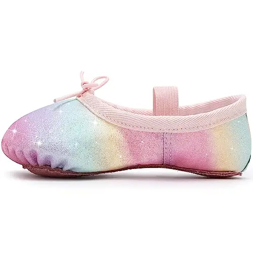 Scarpette Danza Classica Bambina Glitterate Scarpe da Ballo Suola Intera Ballerina Scarpe per Ragazze Arcobaleno EU 32