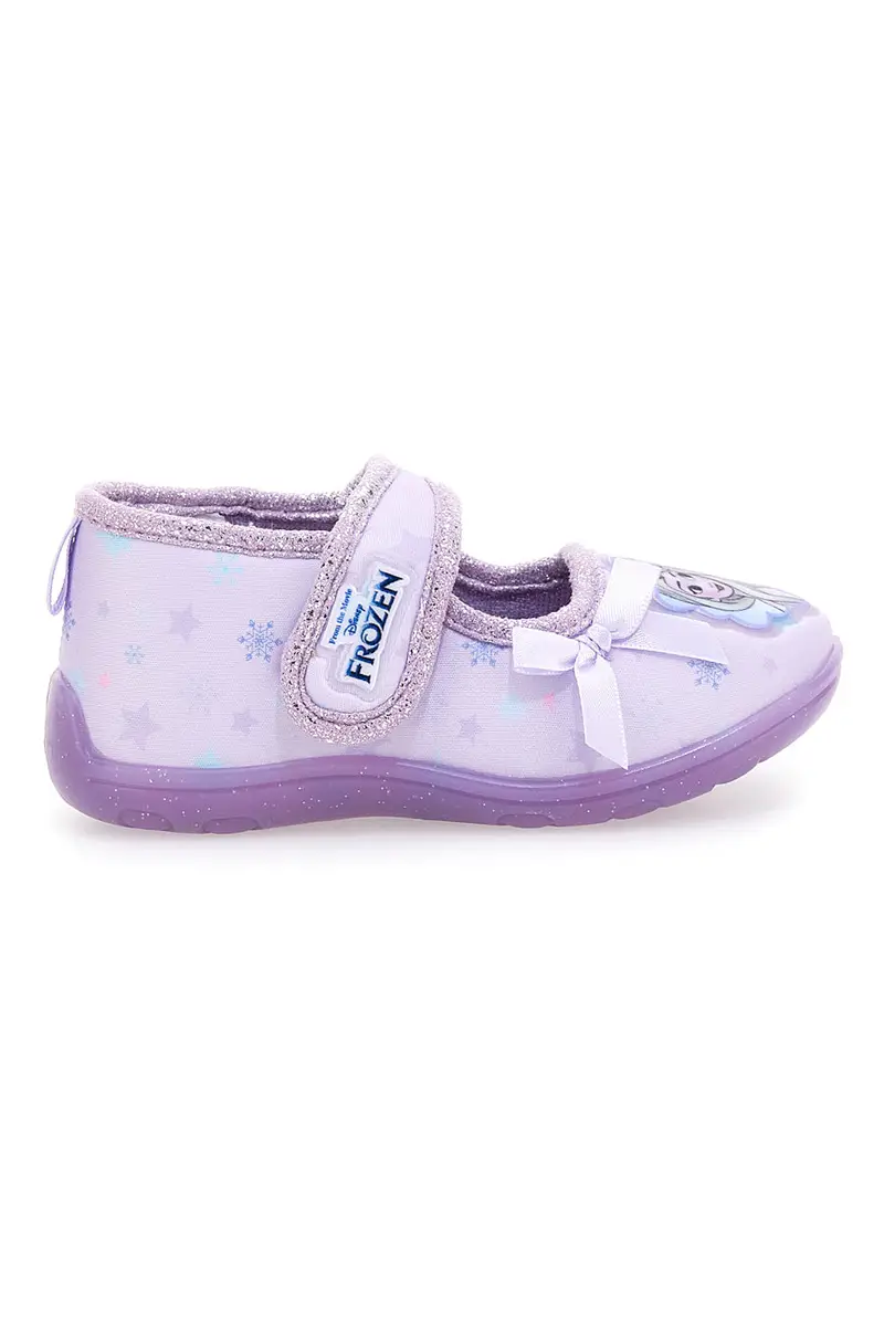 Scarpette lilla in tessuto con stampa Frozen e fiocco Frozen D4310717T