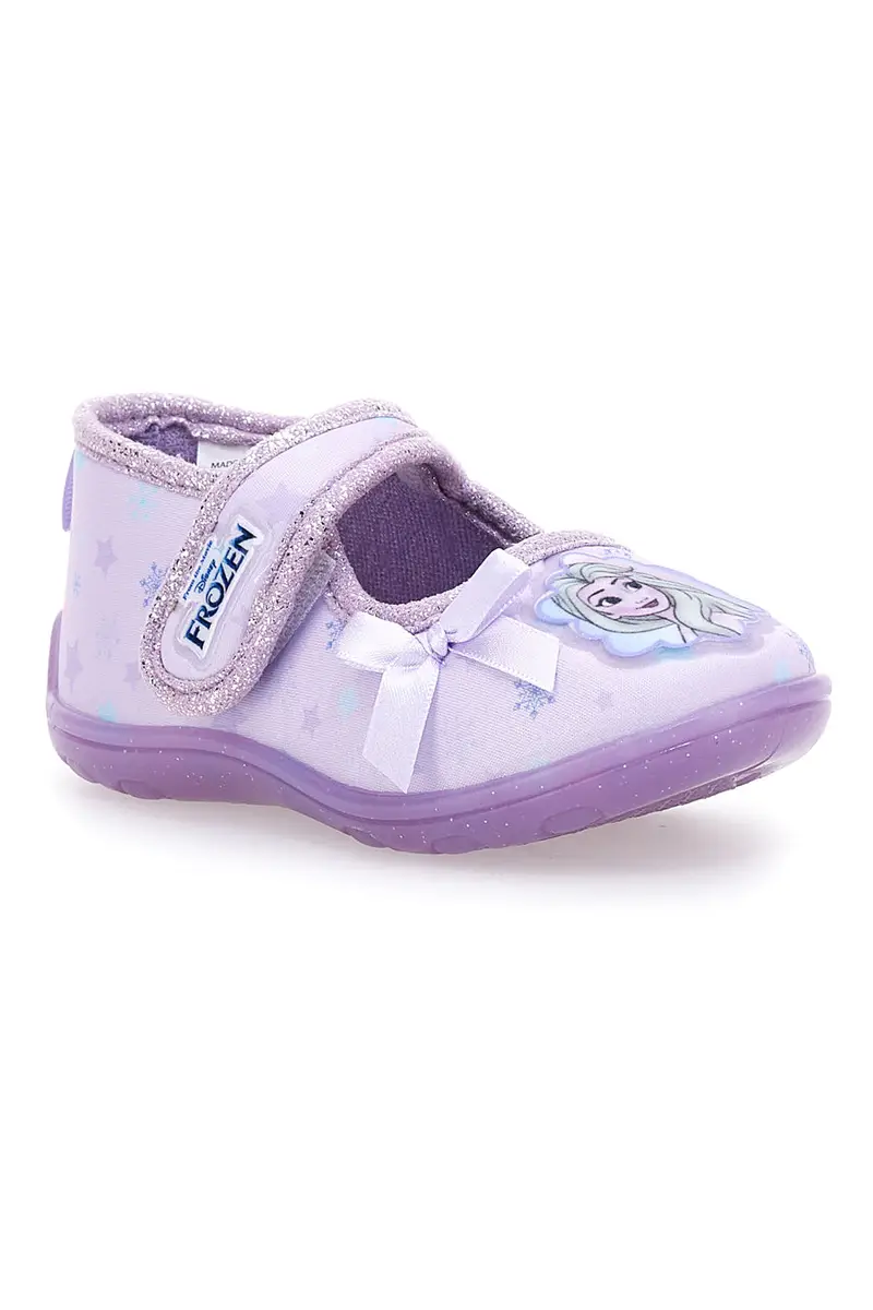 Scarpette lilla in tessuto con stampa Frozen e fiocco Frozen D4310717T miniatura 2