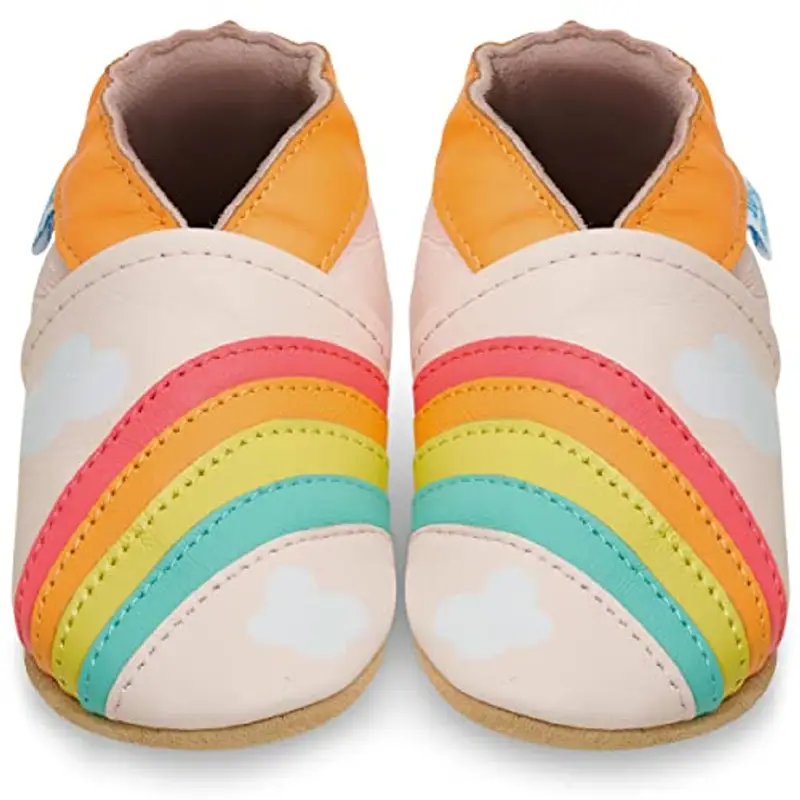 Scarpine Neonati Scarpe Bambina in Morbida Pelle - Arcobaleno - 12