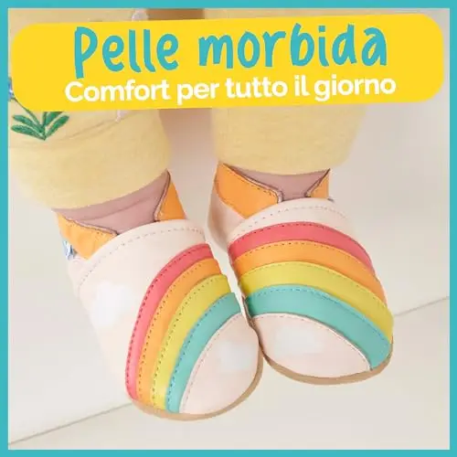 Scarpine Neonati Scarpe Bambina in Morbida Pelle - Arcobaleno - 6 miniatura 2