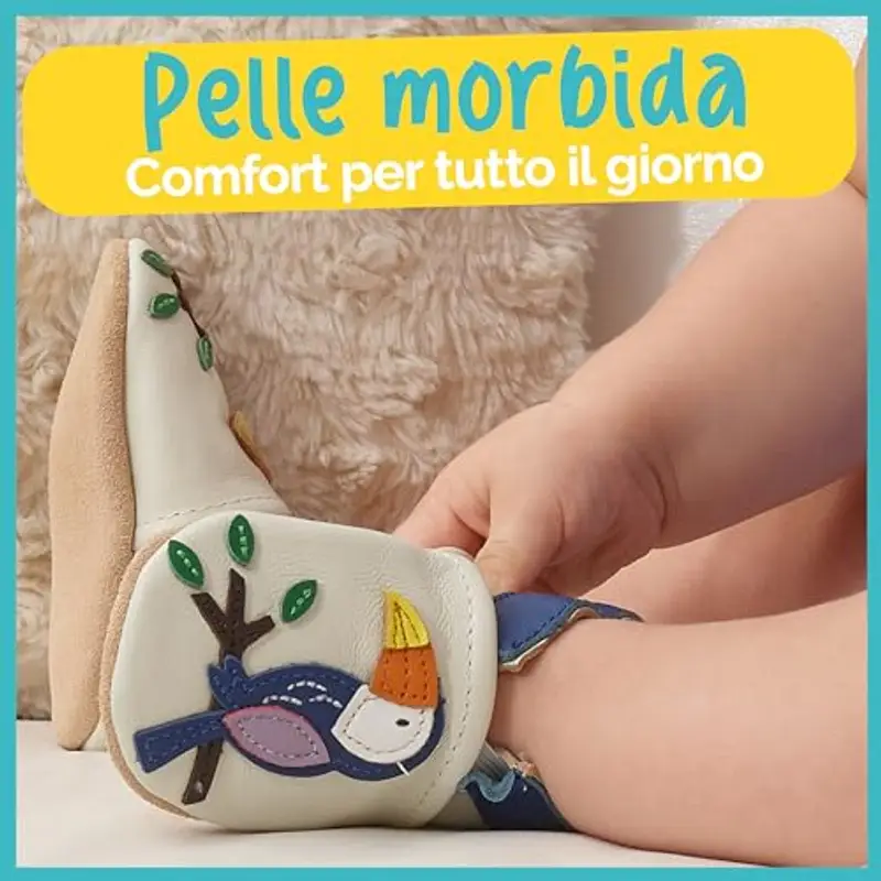 Scarpine Neonato - Scarpe Neonata in Morbida Pelle - Scarpe Bimba Primi Passi - Tucano -18 miniatura 2
