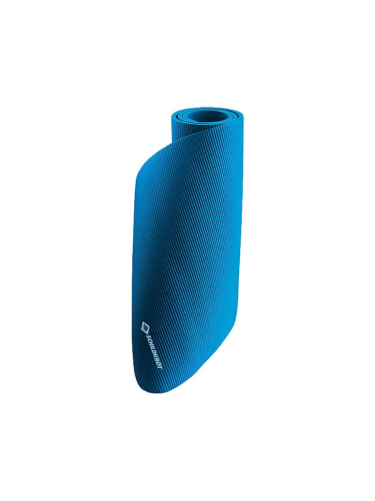 Tappetino fitness 10 mm, blu, con cinghia di trasporto blu