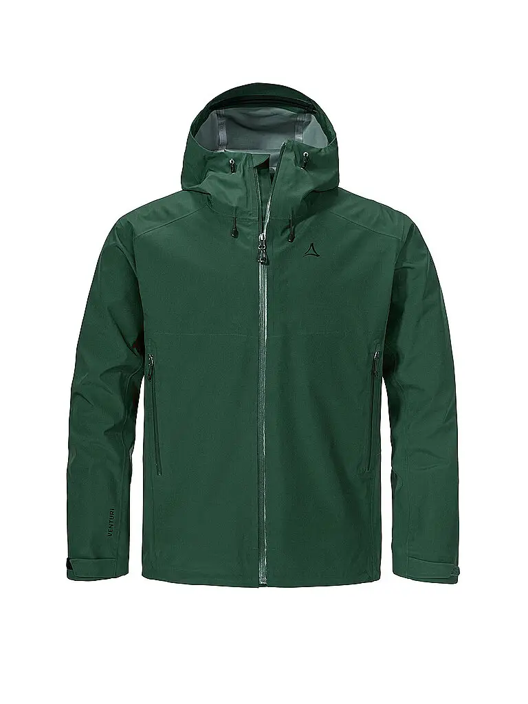 Giacca da trekking da uomo Cascata 3L con cappuccio verde scuro | 48