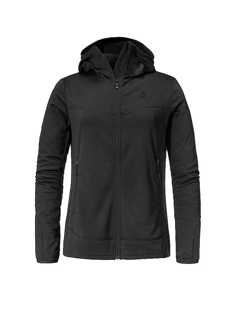 Giacca in pile da donna Milagle con cappuccio nero | 34