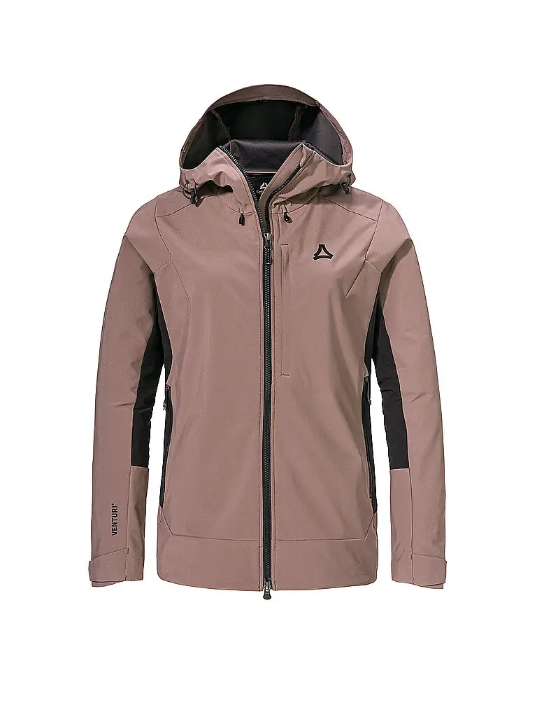 Giacca softshell da turismo da donna Milagle con cappuccio marrone chiaro | 34