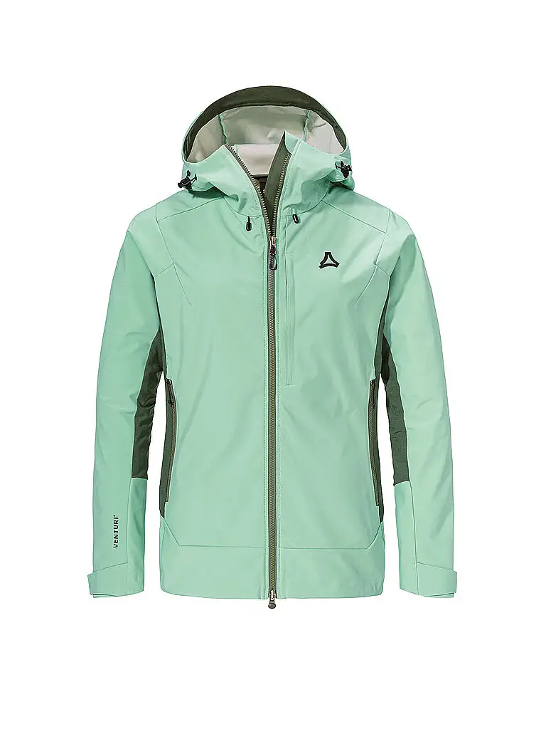 Giacca softshell da turismo da donna Milagle con cappuccio menta | 34