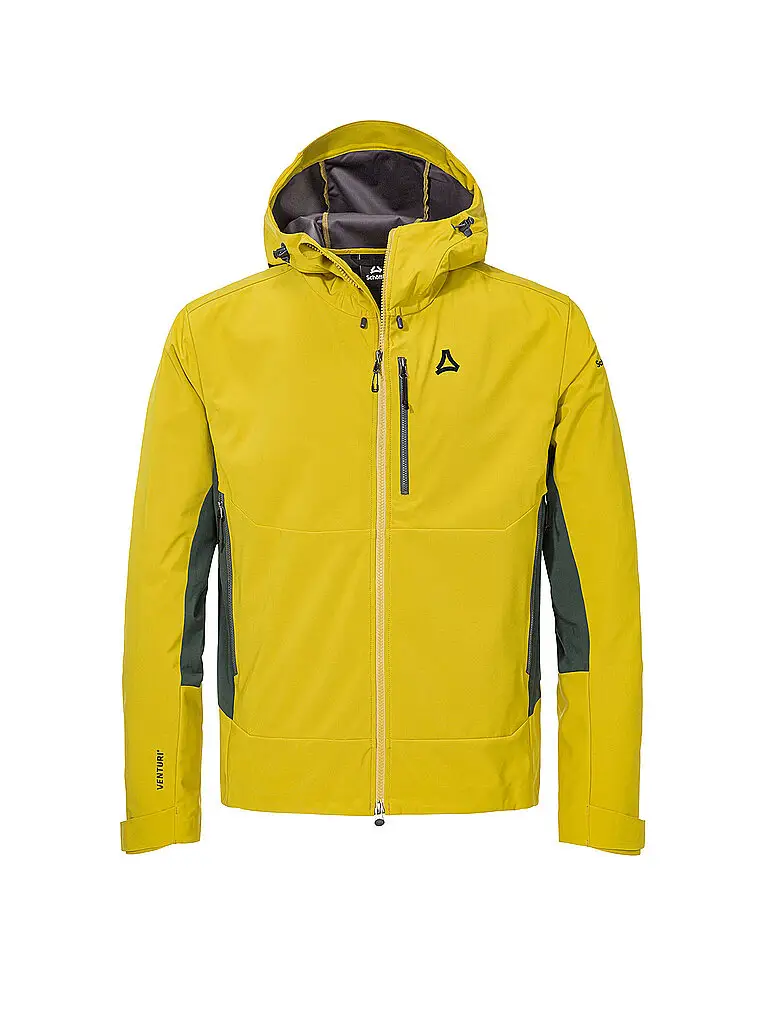 Giacca softshell da uomo per escursioni Milagle con cappuccio oro | 48