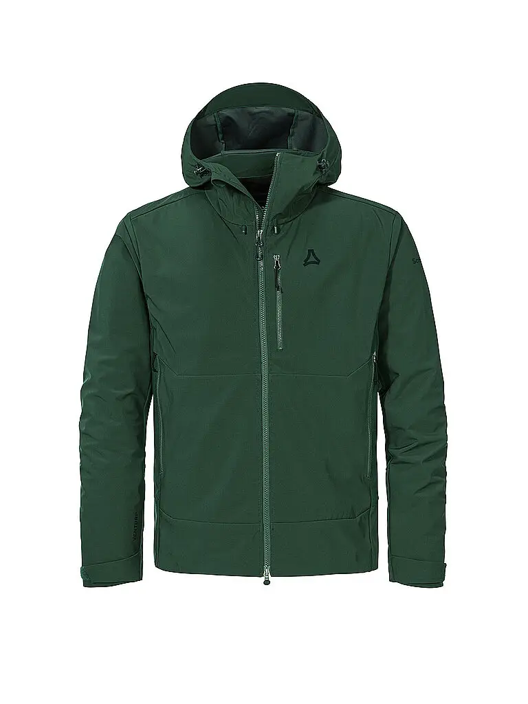 Giacca softshell da uomo per escursioni Milagle con cappuccio verde scuro | 48