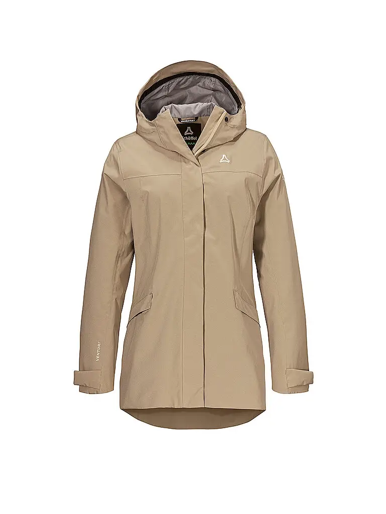 Parka da trekking da donna Style Circ 2L con cappuccio beige | 36
