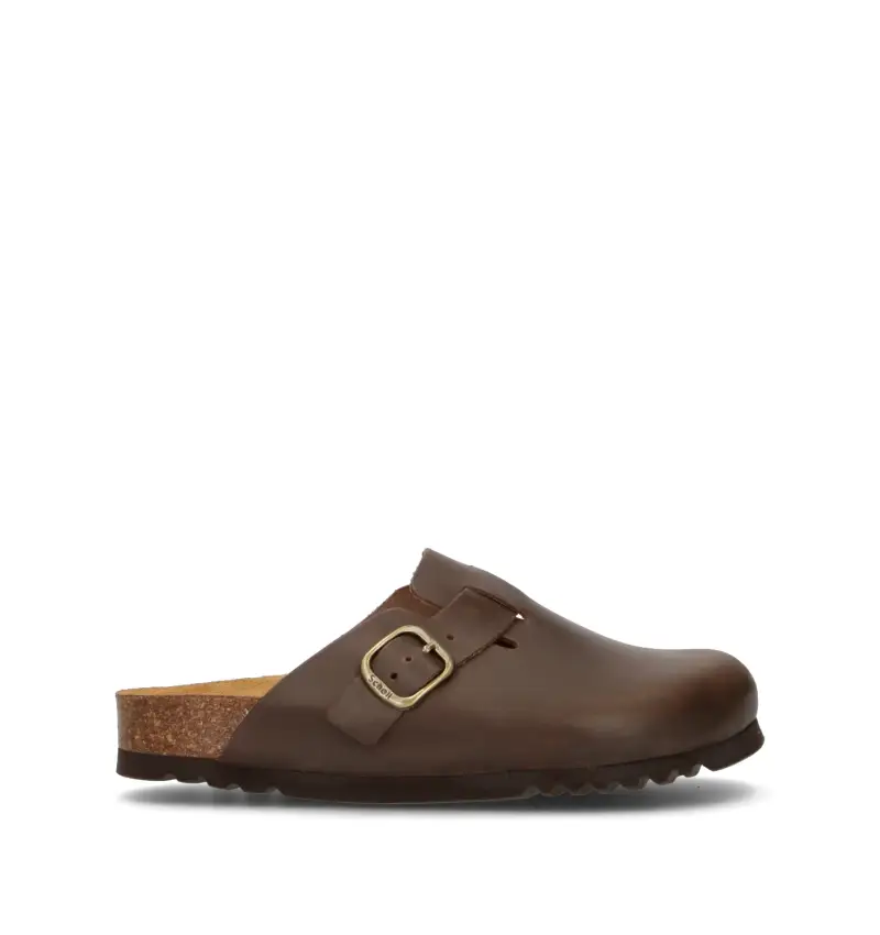 Sabot donna marrone in pelle Vario