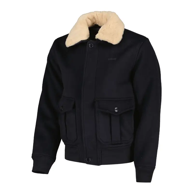 BOMBER IN LANA COLLO ECOPELLICCIA AIRGUARD Blu