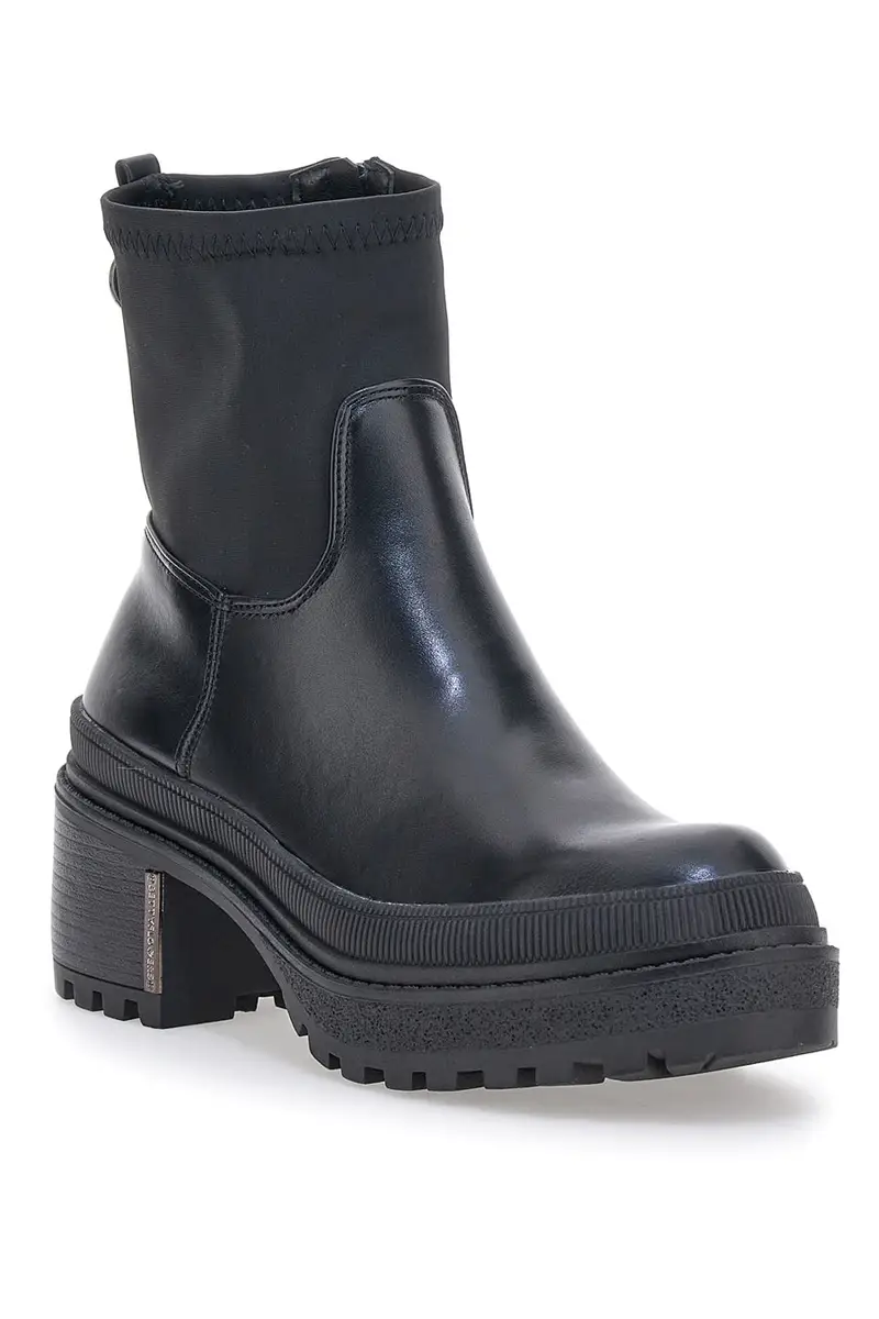 Schwarze Platform-Stiefeletten mit Stoffschaft Bettyflowers 03 miniatura 2