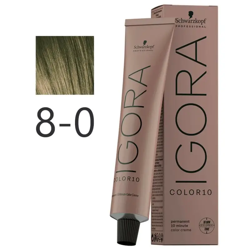 10 minuti colore permanente dei capelli Igora Color 10 (Permanent 10 Minute Color Cream) 60 ml - Tonalità 8-0