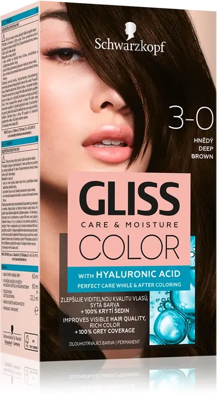 Gliss Color tinta permanente per capelli colore 3-0 Deep Brown