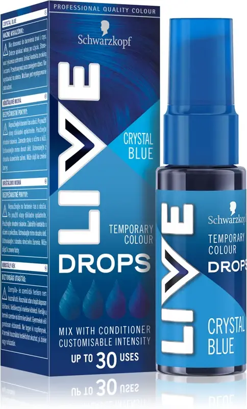 LIVE Drops sfumatura di colore per capelli lavabile colore Crystal Blue 30 ml
