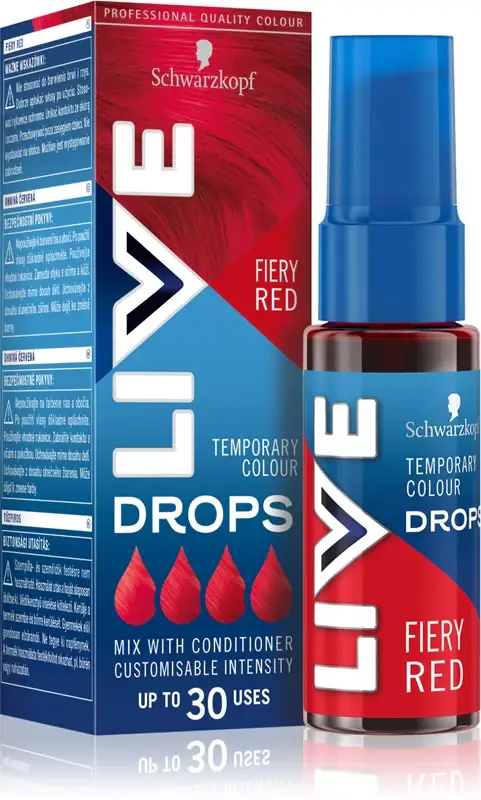 LIVE Drops sfumatura di colore per capelli lavabile colore Fiery Red 30 ml