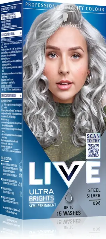LIVE Ultra Brights or Pastel tinta per capelli semipermanente colore 98 Steel Silver