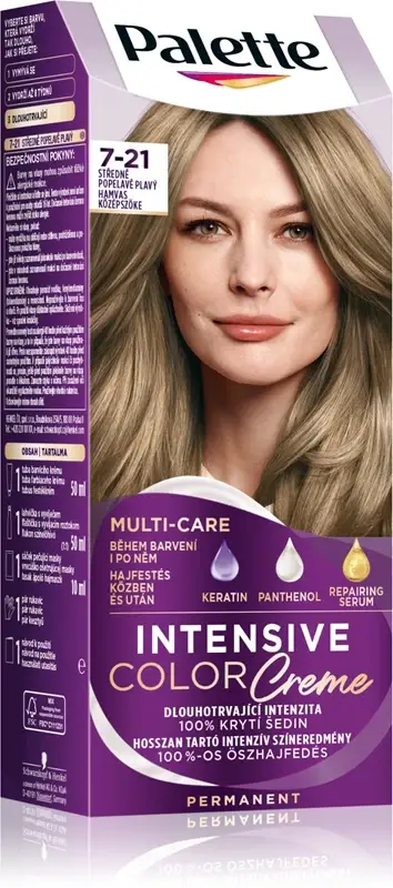 Palette Intensive Color Creme tinta permanente per capelli colore biondo medio cenere 7-21